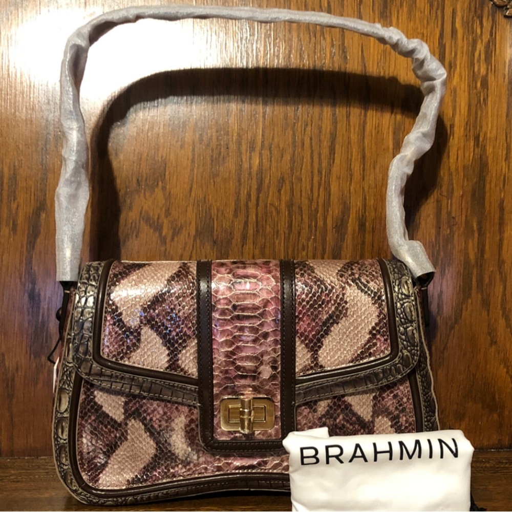 NWT-Brahmin-Nerida-Brindle Potomac-Leather-Dust Bag-$355